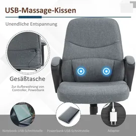 Vinsetto Chefsessel Polyester mit Massagefunktion grau