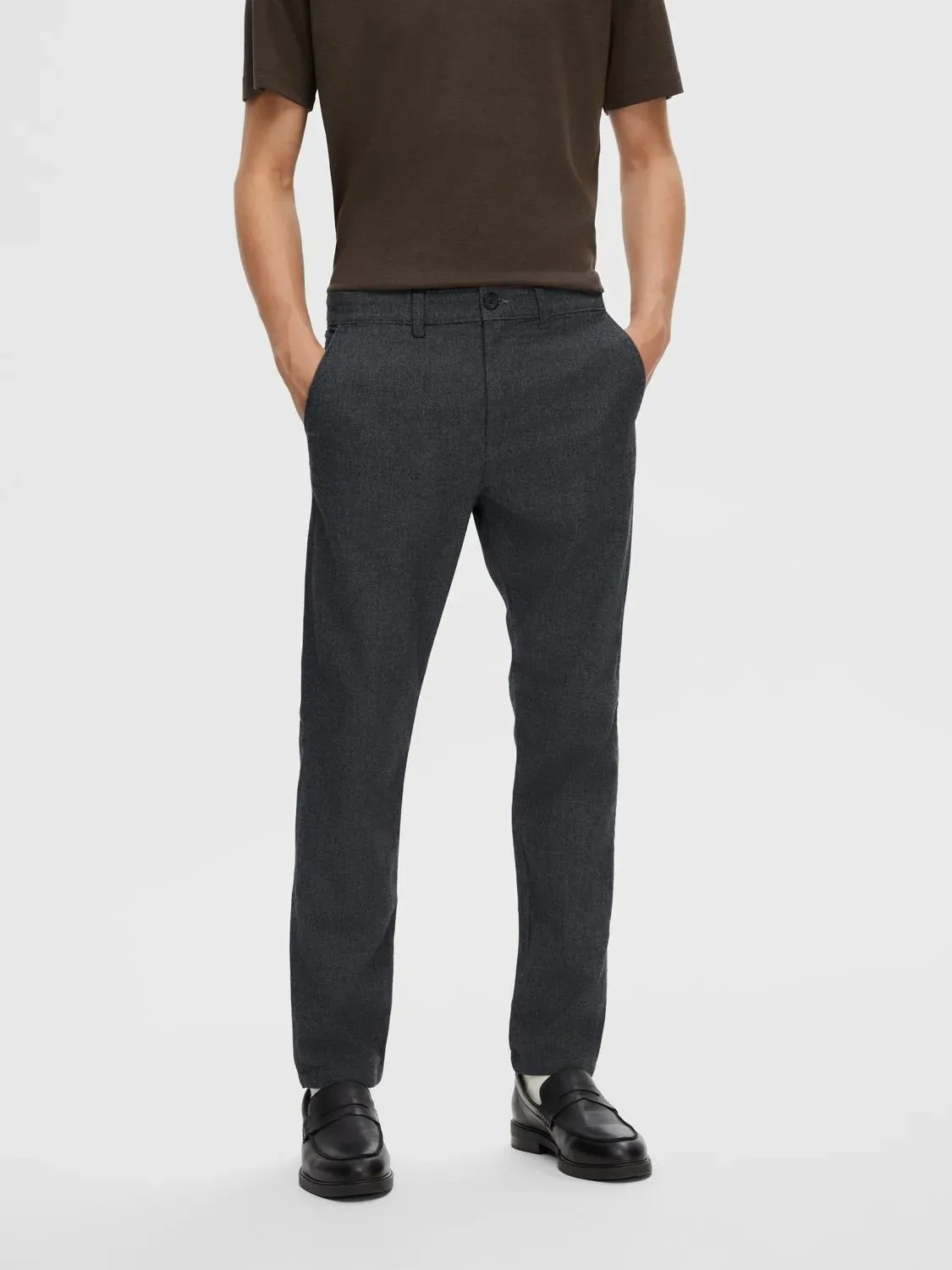 SELECTED HOMME Chinohose »SLH175-SLIM MILES BRUSHED PANTS W NOOS« SELECTED HOMME Dark Grey 31