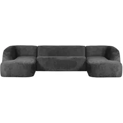 Sofa Sloping U-Form aus Struktursamt, Mountain