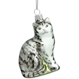 SIKORA Katze Glas Figur Weihnachten Anhänger Ornament - Meisterstücke - BS705, Variante:grau getiegert