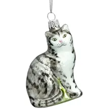 SIKORA Katze Glas Figur Weihnachten Anhänger Ornament - Meisterstücke - BS705, Variante:grau getiegert