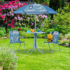 Relaxdays Camping Kindersitzgruppe, mit Schirm blau