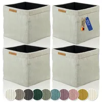 Lycce Kallax Boxen Cordstoff 4er Set | faltbare Aufbewahrungsboxen