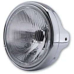 HIGHSIDER smarter 7-Zoll-LTD-Scheinwerfer, H4-Einsatz, seitliche Montage, geprägtes Glas, verchromt, schwarz