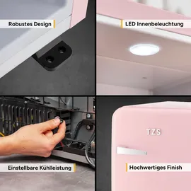 First Austria Retro Mini-Kühlschrank 40 l 56,2 cm hoch Rosa