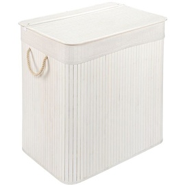 Pana • Wäschebox Holz mit herausnehmbaren Wäschesack • Faltbarer Wäschesammler waschbar • Badezimmer Wäschetruhe • Weiss