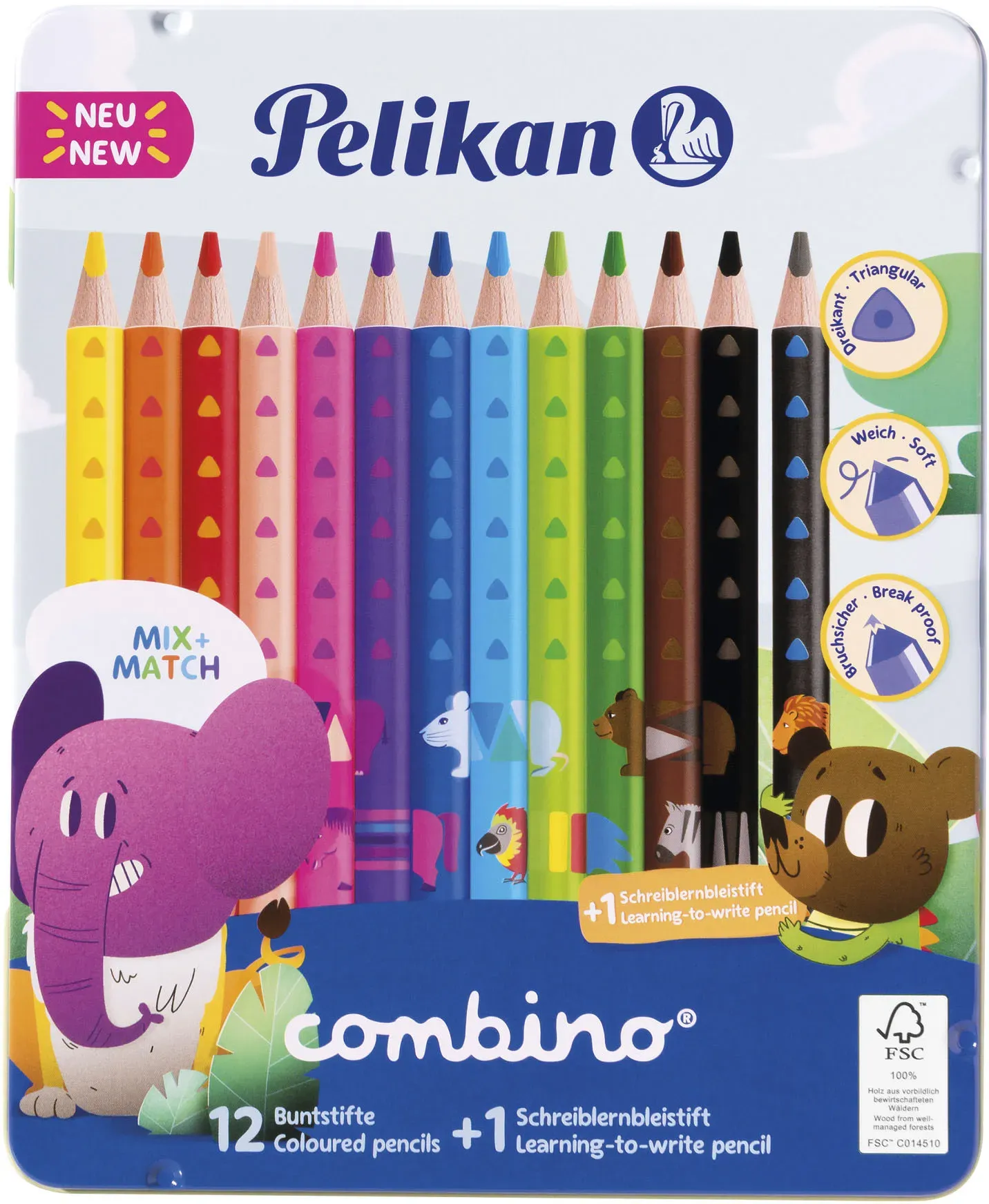 Pelikan Buntstift »Combino, 12 Buntstifte +1 Bleistift im Metalletui«, FSC® - schützt Wald - weltweit Pelikan bunt