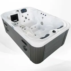 TroniTechnik® Outdoor Whirlpool Spa TINO Weiß Silber Marmoriert 195cm x 127cm mit Heizung, inkl. Thermoabdeckung, Spa
