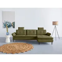 Ecksofa INOSIGN "Birkholm L-Form", grün (olive), B:267cm H:83cm T:174cm, 98% Polyester 2% Polyamid, Sofas, Ecksofa, Armlehnverstellung, auch in Easy Clean Bezug - mit Wasser zu reinigen