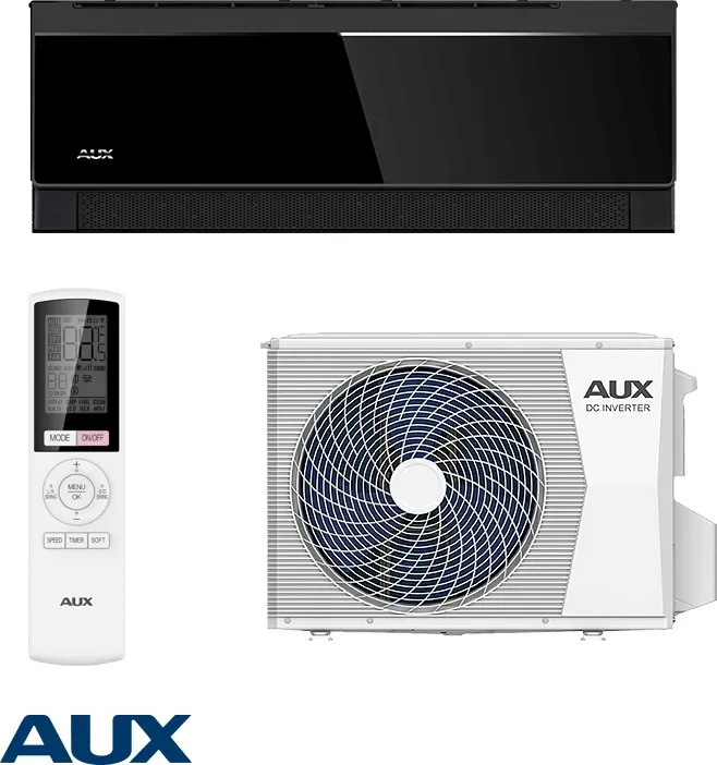 AUX C Comfort ASW-H09B7A4/CBR3DI-C3 Inverter-Klimaanlage – 9000 BTU, WLAN, A+++ (Schwarz)