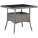 Gartentisch - Outdoor Esstisch 80x80x75 cm - Polyrattan - Sicherheitsglas - UV-beständiger Stahlrahmen - Grau