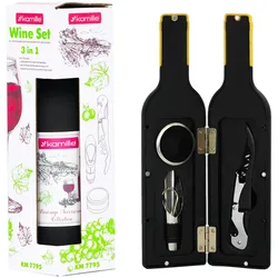 4BIG.fun Weinzubehör 3 tlg. Korkenzieher Weinset Weinöffner Geschenkset Weinaccessoires