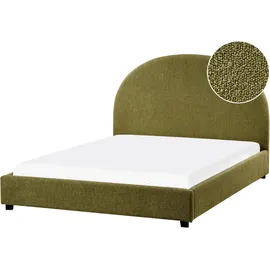 Beliani Bett mit Lattenrost Bouclé VAUCLUSE 140 x 200 cm Olivgrün