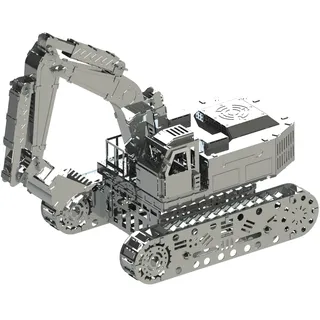METAL-TIME TIRELESS BAGGER-BAGGER, Baggermodell, hydraulisches Baggermodell aus Metall, 3D-Puzzle-Bauhandwerk, Sammelfigur, DIY-Konstruktion aus Edelstahl mit Werkzeugkasten, 100 Teile.