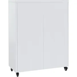 Mendler Aktenschrank HWC-O89, Stahlschrank Büroschrank, Rollen Türen Schubladen abschließbar Metall 116x90x40cm ~ weiß