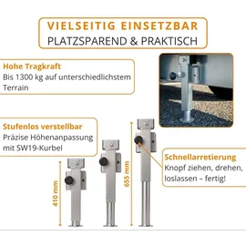 PRO PLUS Anhängerstützen 2x höhenverstellbar 410–655 mm 1300 kg