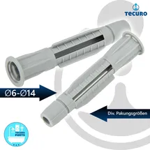 tecuro Hohlraumdübel 8,0 x 51 mm - 50 Stück - Kunststoff grau