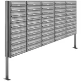 AL Briefkastensysteme 50 Fächer Premium Edelstahl Stand Briefkasten Anlage für Post A4 modern, robust, wetterfest, Artikelnummer: 132V50S5