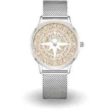DUR Uhr 40er Kompass Strandsand, Mesh Band Edelstahl