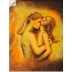 Artland Wandbild Liebesrausch - erotische Malerei, Paar (1 St), als Poster, Wandaufkleber in verschied. Größen orange 60 cm x 80 cm