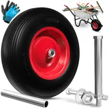 Masko MASKO® PU Schubkarrenrad Vollgummi 200 kg pannensicher 4.80/4.00-8 Ø 390mm inkl. Achse Ersatzrad Gummirad Stahlfelge Reifen pannensicher für Schubkarre Gartenkarren pannensicheres PU Rad