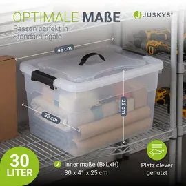 Juskys Aufbewahrungsbox Kunststoff 30 l transparent/weiß