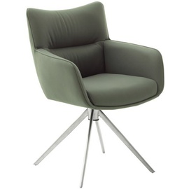 MCA Furniture MCA LIMONE 2 4 Fuß Stuhl mit Armlehnen Edelstahl/Leder 360° drehbar