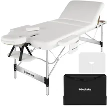 Tectake tectake® 3 Zonen Massageliege, Ko Tao, Tragetasche, Aluminiumgestellweiß