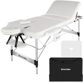 Tectake tectake® 3 Zonen Massageliege, Ko Tao, Tragetasche, Aluminiumgestellweiß