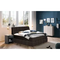 Boxspringbett PLACES OF STYLE "Paxton", braun (espresso), Flachgewebe Polyester Topper Basic, Liegefläche B/L: 160cm x 200cm Betthöhe: 55cm, Gewicht bis: 80 kg + 80 kg H2 + H2, 7-Zonen-Taschen-Federkernmatratze, Komplettbetten, Boxspringbett, Neue Toppervarianten