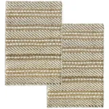 HAMID - Packen 2 Teppiche Woll- und Jute-Teppich Olivia, Handgewebter Woll-Jute-Teppich für Wohnzimmer, Schlafzimmer, Natürliches Weiß, (40 x 60 cm)