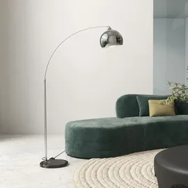 Homcom Stehlampe höhenverstellbar, schwenkbar Bogenlampe mit E27 Sockel, Silber
