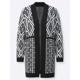 CREATION L Ajourstrickjacke in schwarz-ecru-gemustert | Gr.: 46
