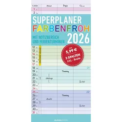 Planer für zwei Farbenfroh - 3 Spalten - Kalender 2026