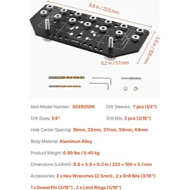 Vevor Regalstiftlehre und Scharnierlehre Bohrschablone 6,4 mm/4,8 mm