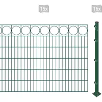 Arvotec Doppelstabmattenzaun "ESSENTIAL 120 zum Aufschrauben "Ring" mit Zierleiste" Zaunelemente Zaunhöhe 120 cm, Zaunlänge 2 - 60 m Gr. H/L: 120cm x 30 m, Pfosten: 16 St., grün (dunkelgrün)