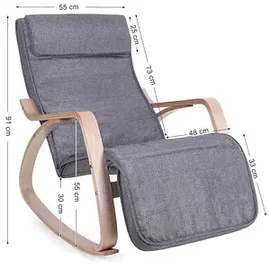 Songmics Schaukelstuhl grau mit verstellbarer Fußstütze 1 St. ergonomisch