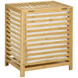 HOMCOM Wäschekorb Bambus, Polyester