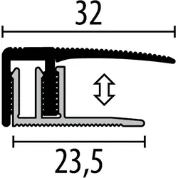 Parkettfreund Premium-Parkett-Abschlussprofil PF 587 H H20 Buche dunkel 900x32 mm - 10 - 16 mm Holzdekor gerillt