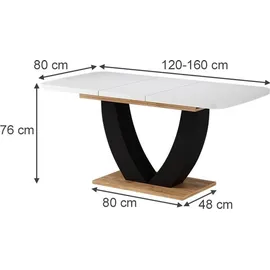 Vicco Fenaro 120 x 77,4 x 80 cm weiß/goldkraft Eiche