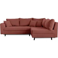 Best Mobilier Rune, Ecksofa, Terrakotta, 4 Sitz(e), Rune, Samt, Holz - Orange