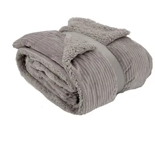 heimtexland super Dicke Cord Kuscheldecke mit flauschigem Sherpa Fell Wohndecke 200x150 Decke elegant Kuschelweich Geschenkidee Weihnachten Typ767 Taupe