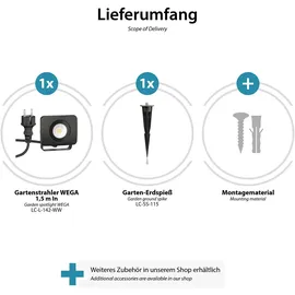 ledscom.de LED Gartenstrahler Aluminium 7,7 cm spritzwassergeschützt 9,46 W schwarz