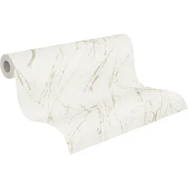 A.S. Création Vliestapete "Casual Living Marmor-Tapete Mustertapete Stein-Optik Steinoptik", weiß (weiß,champagner,metallic), B:0,53m H:0,02m L:10,05m, Vlies, Tapeten, Vliestapete Marmor für Schlafzimmer Küche Wohnzimmer Marmoroptik Flur