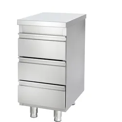GastroHero Edelstahl-Schubladenschrank BASIC 3er Einheit 600, AISI 201