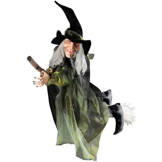 Widmann Hexe auf Besen grün 100cm - OS Grün
