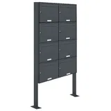 AL Briefkastensysteme 8 Fächer Premium Stand Briefkasten Anlage in RAL 7016 Anthrazit Grau Post A4, robust, wetterfest, Artikelnummer: 331P8S2P7016