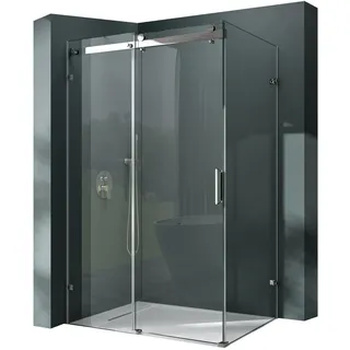 Mai & Mai Eckdusche Duschkabine Schiebetür Dusche Rechteckig 8mm ESG mit Nano R17-2, BxT: 135x80 cm 135 cm x 195 cm x 80 cm