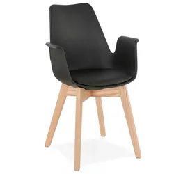 Armlehnstuhl aus Holz und Kunststoff | Skandinavischer Designstuhl mit ergonomischer Form | Modernes Design | 58,5x50x82 cm | Kadima Design