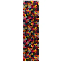 Flair Rugs "Dynamic", bunt (multi), B:66cm H:10mm L:230cm, Polypropylen, Teppiche, Läufer, fußbodenheizungsgeeignet, Cube Muster, bunt, Wohnzimmer, Läufer